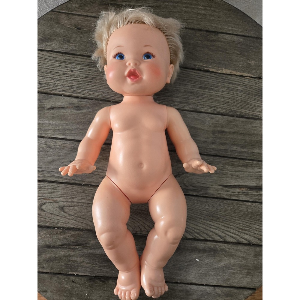 Vintage 1973 Ideal Rub A Dub Dolly 16" Baby doll Rooted Blonde Hair Blue Eyes - Picture 15 of 16